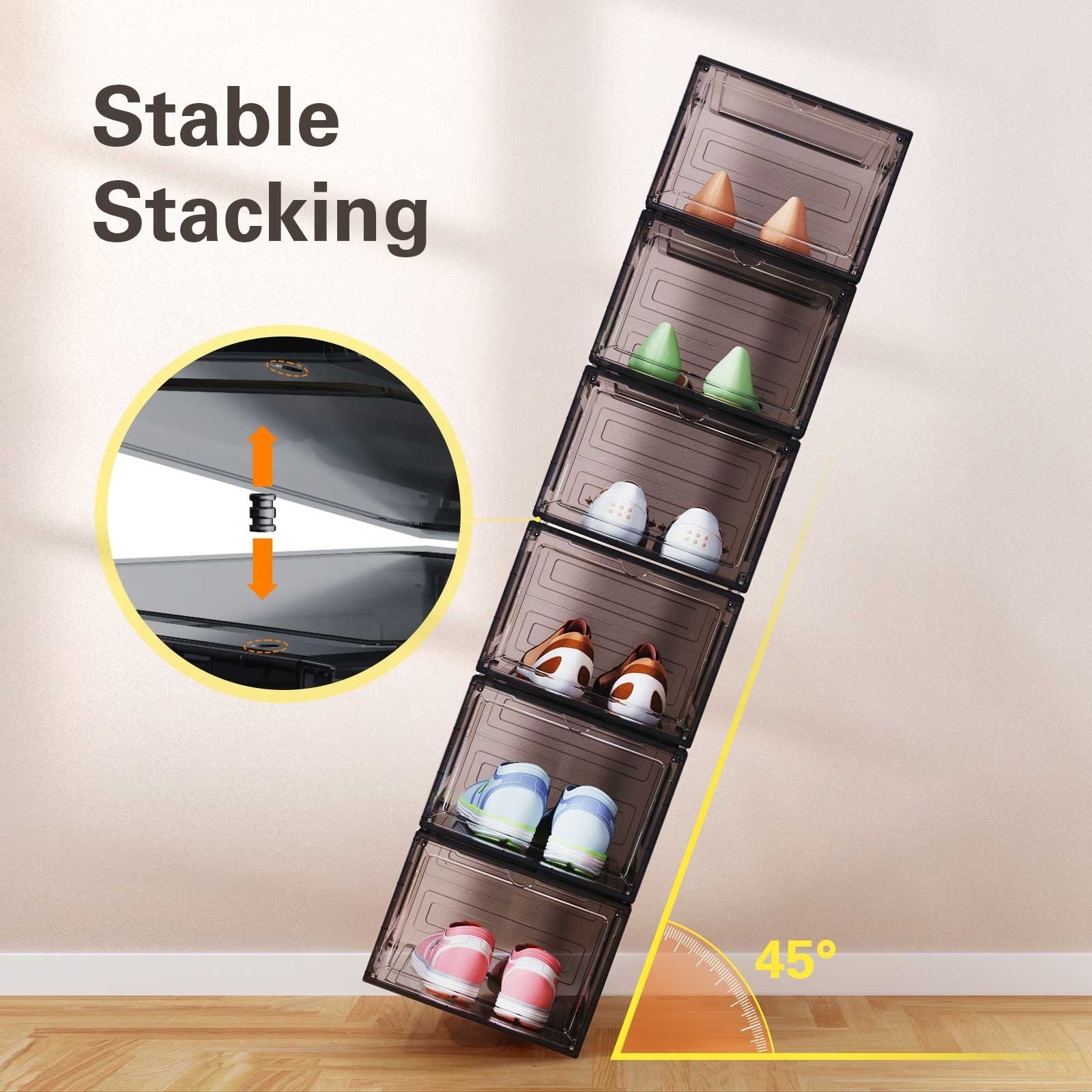 Stackable Shoe Storage Box  Shoe Organizer for Closet Space Saving Foldable Shoe Sneaker Containers Bins Holders