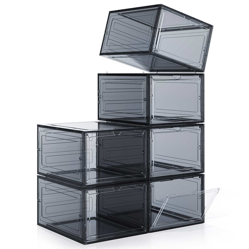 Stackable Shoe Storage Box  Shoe Organizer for Closet Space Saving Foldable Shoe Sneaker Containers Bins Holders