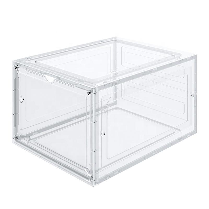 hot sale drop front shoe box for sneaker display shoe box storage premium custom clear transparent shoe boxes stackable