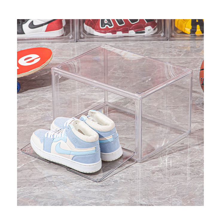 Wholesale Custom Plastic Shoebox Clear Acrylic Shoe Container Box Packaging Box Display Case With Customized Logo Sneaker Box