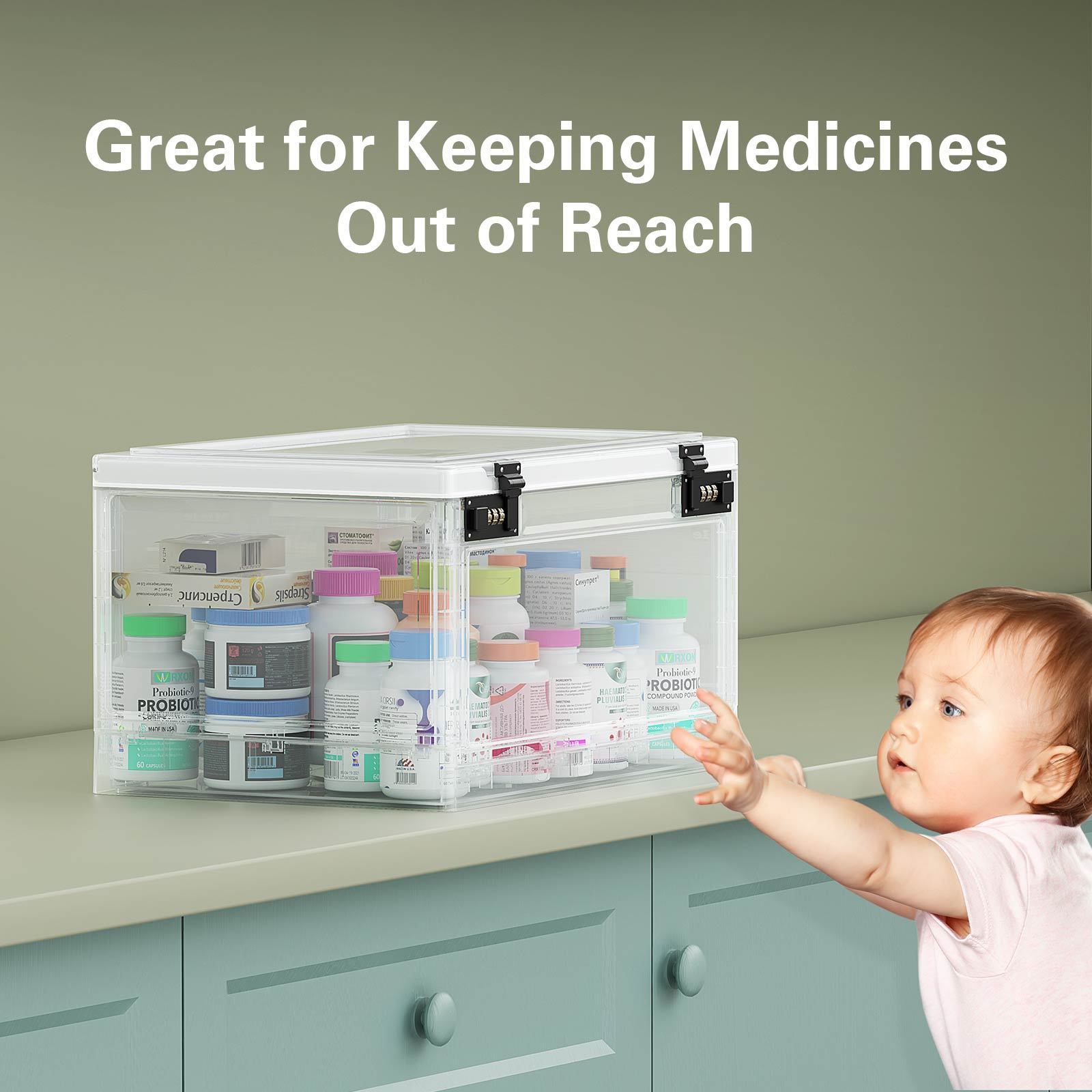 Lock Box for Lockable Medication Lock box Medicines Files Documents Organizer Food Container Locking Tablet,Electronics Cabinet