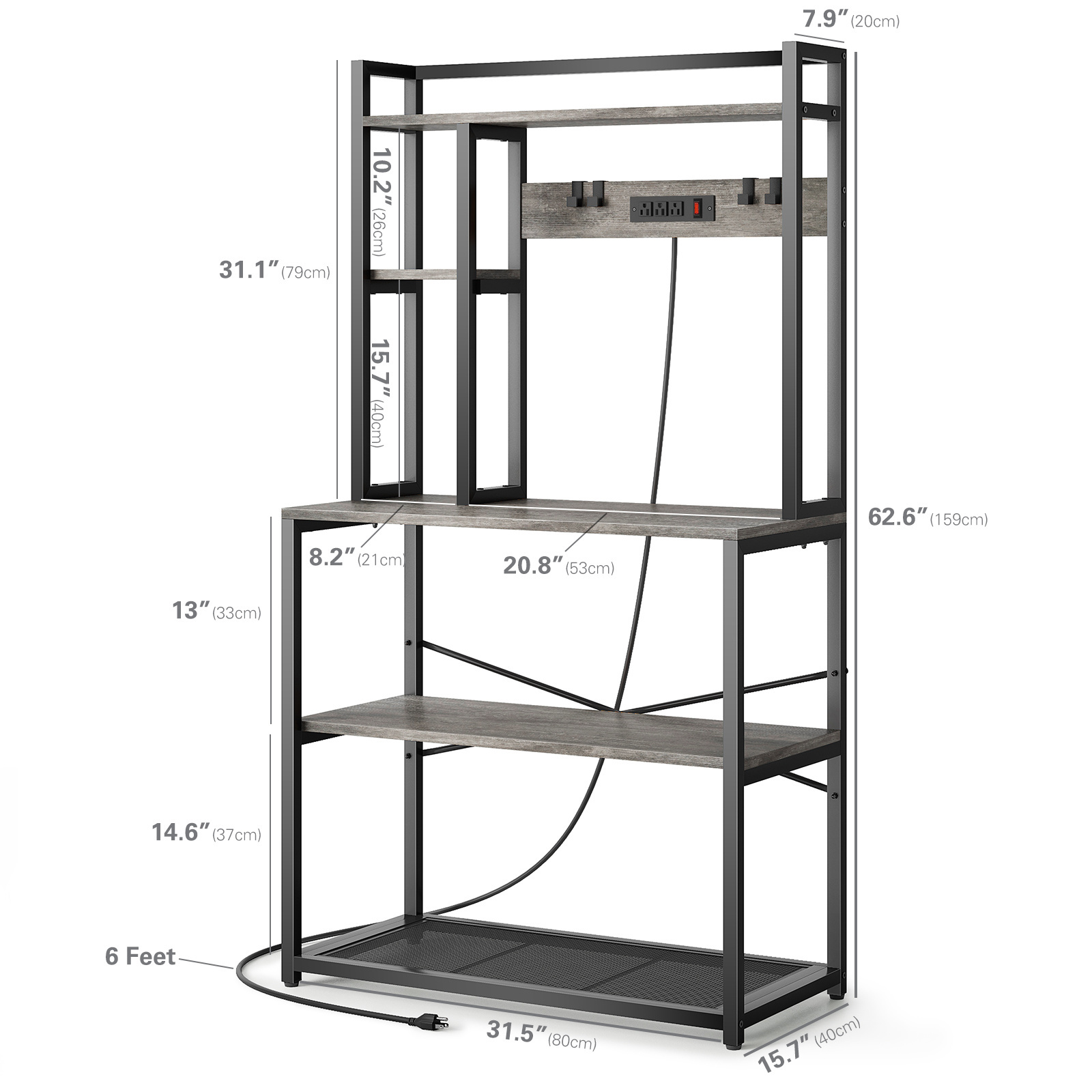 Microwave Oven Baker's Rack With Metal Frame Rack Storage Cart