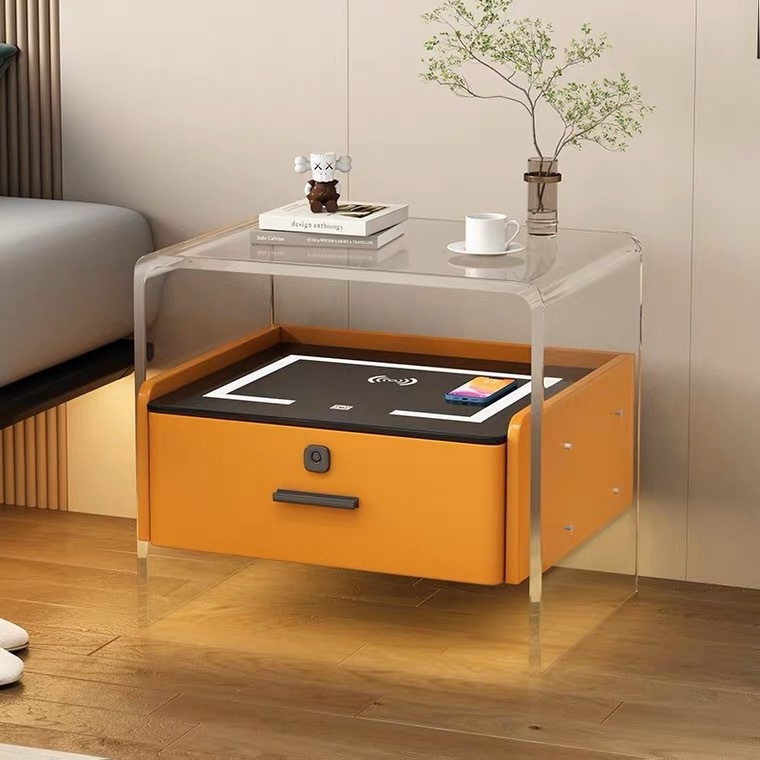 New Modern Purple Acrylic Smart Wireless Charger Bedside Table Nightstand For Bedroom Living Room