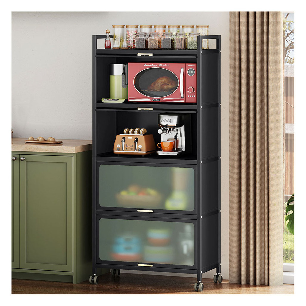 Kitchen Supplies With Door Flip Cabinet Shelf Sealed Carbon Steel Living Room Removable Floor Shelf