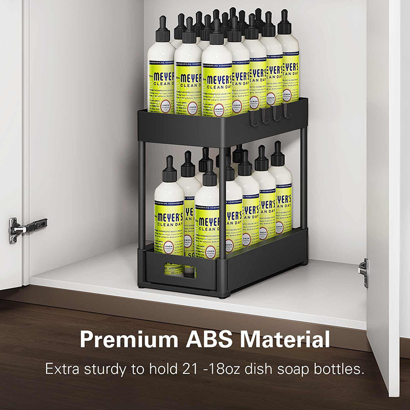 2 Tier ABS Stackable Under The Sink Sliding Organiser Storage Shelf Drawer Bathroom Rack Cabinet Under Sink Organizer