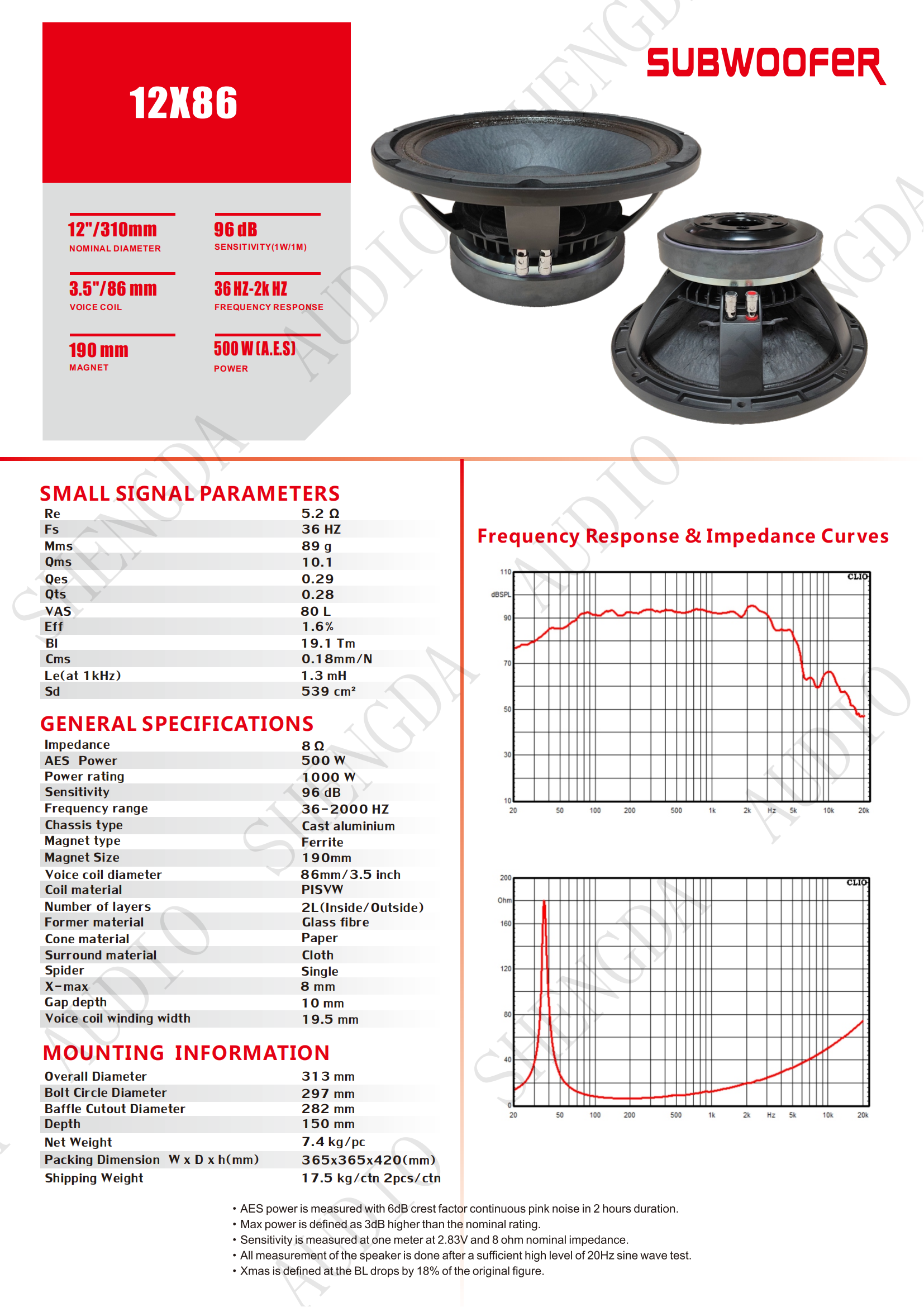 Professional Audio Subwoofer 12 inch