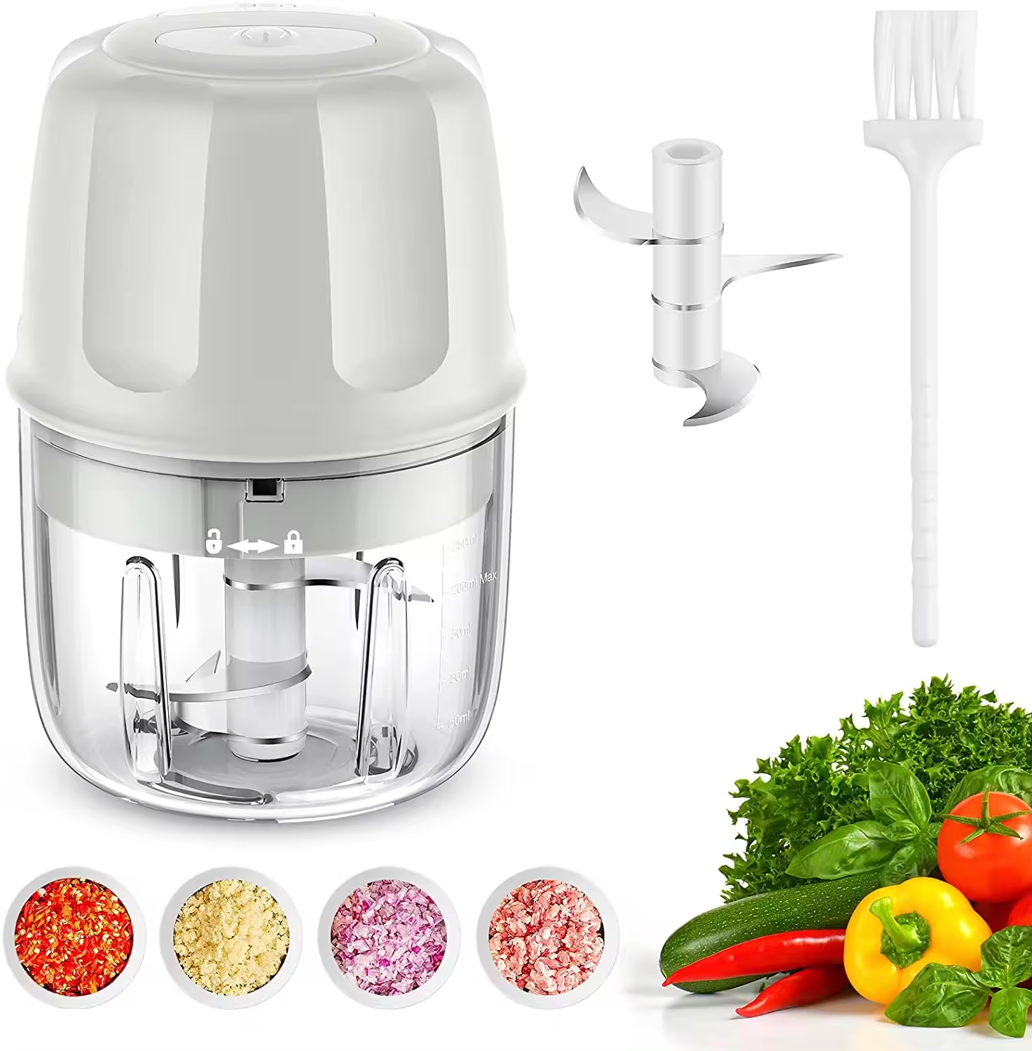 USB Charger Electric Vegetable Processor Food Chopper Rechargeable Kitchen Garlic Cutter