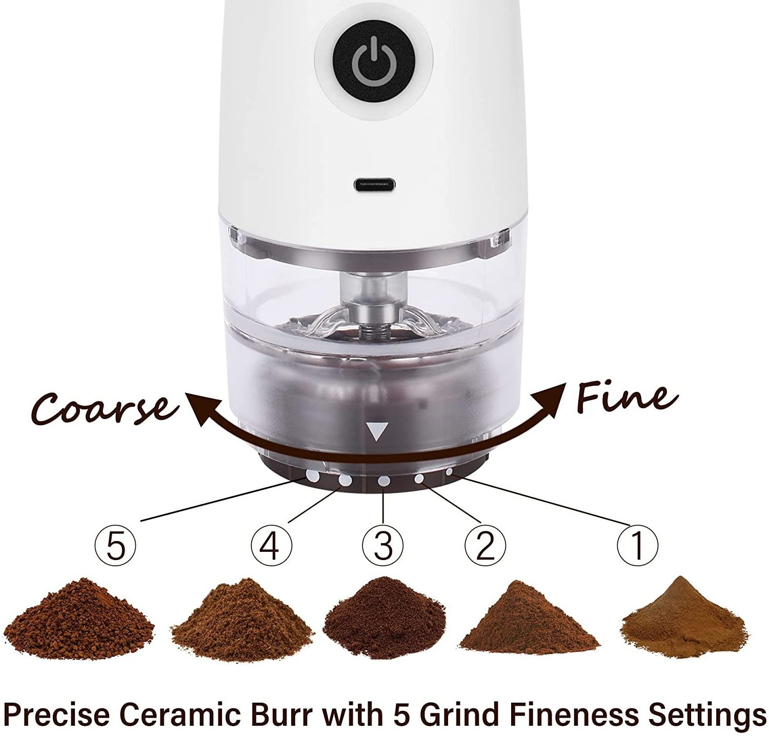 Cordless Coffee Grinder With Adjustable Coarse Settings Portable Hand Coffee Grinder For Coffee Beans