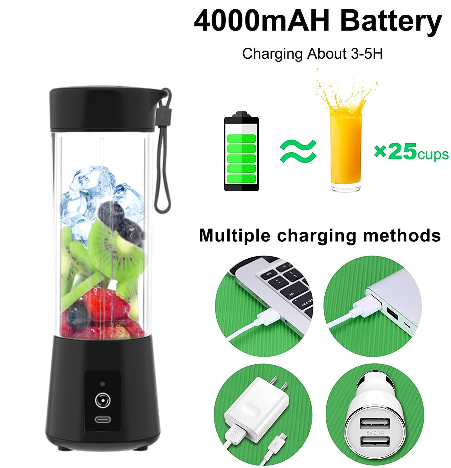 Widely Used USB Rechargeable Electric Fruits and Vegetables Juicer Cup protein blender