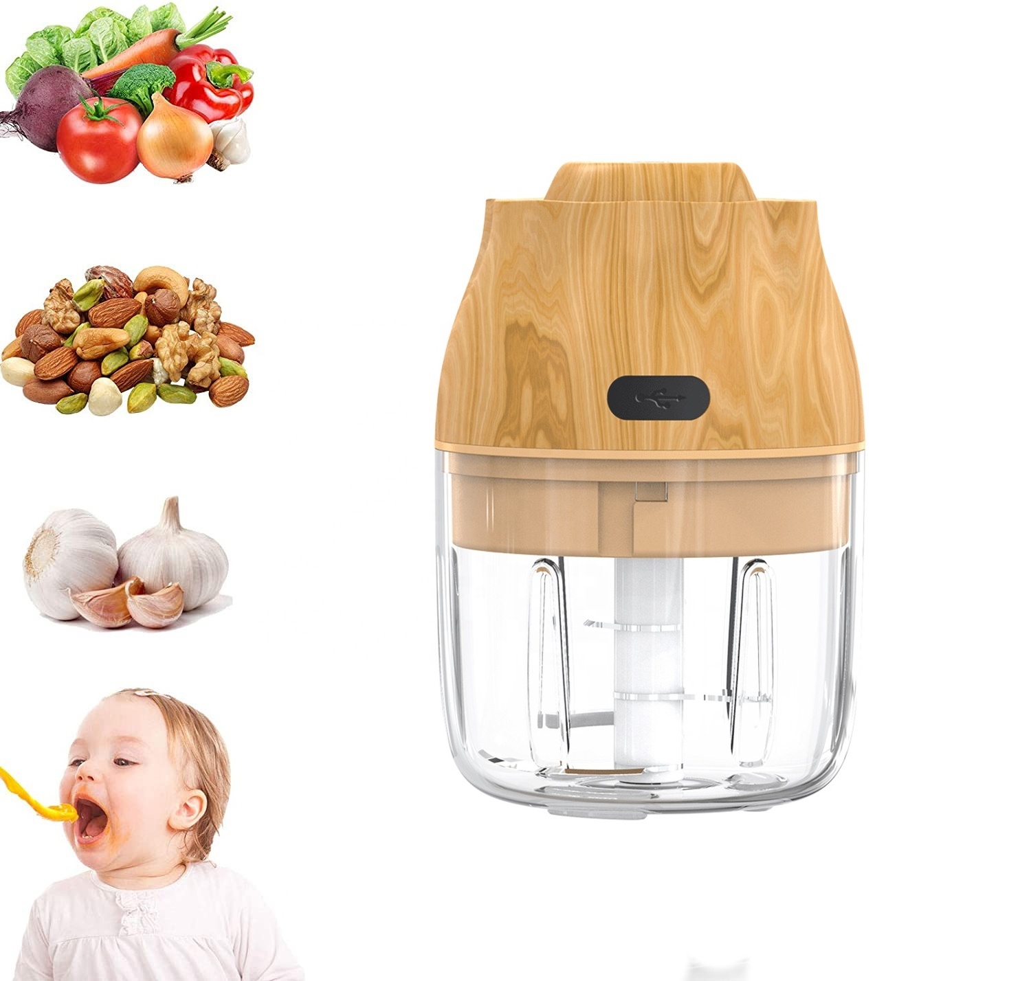 250ML Fruit & Vegetable Tools usb Mini Cordless USB Electric onion Garlic Food Chopper