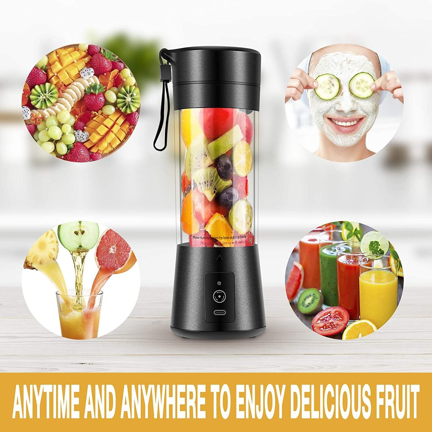 2024 Best Seller Personal Size Small Kitchen Appliances 6 Blades Rechargeable Portable Blender Portable USB Blender 380ml