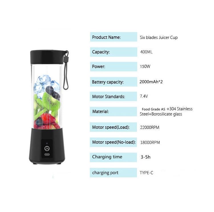 Widely Used USB Rechargeable Electric Fruits and Vegetables Juicer Cup protein blender