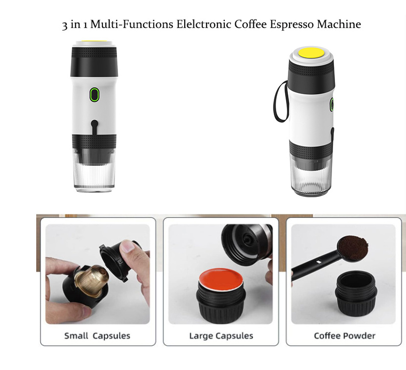 USB Adaptor Electric Travel Espresso Machine Portable Coffee Maker Compatible with Coffee powder Small Capsules  Large Capsules