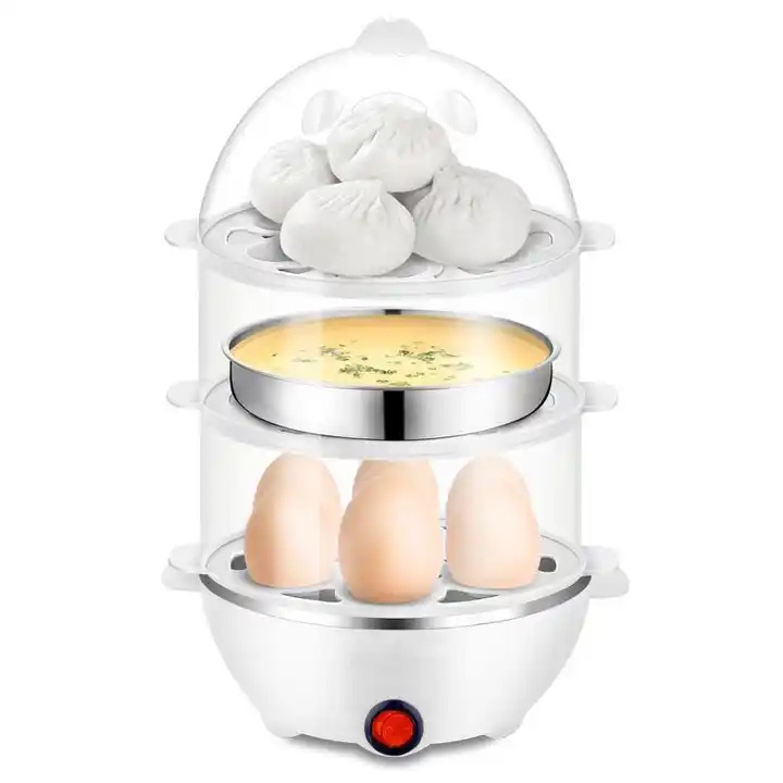 Electric Egg Steamer Breakfast Machine Auto Power Off Double Layer Poacher Multi-function Food Processor Kitchen Gift Boiler