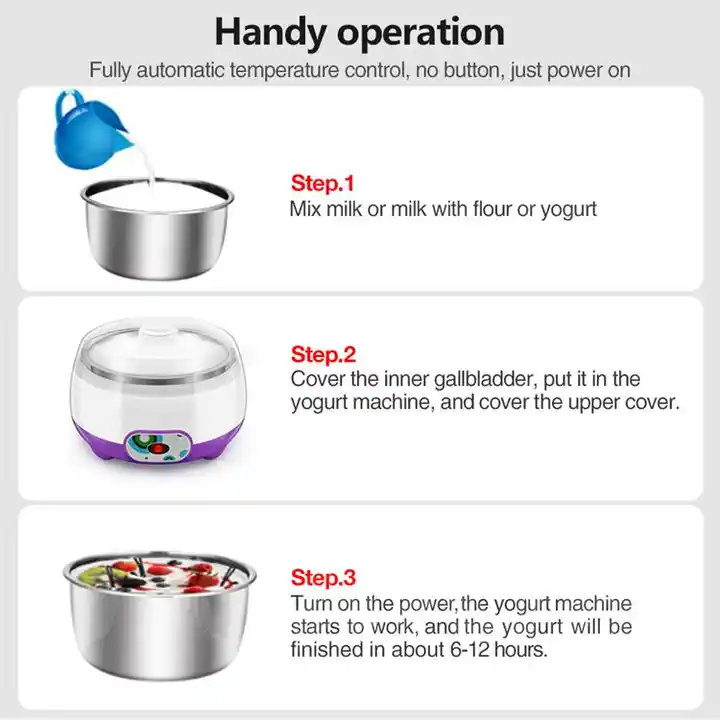 Home Electric Yogurt Maker Machine Mini Automatic Stainless Steel Yogurt Maker Greek Yogurt Maker