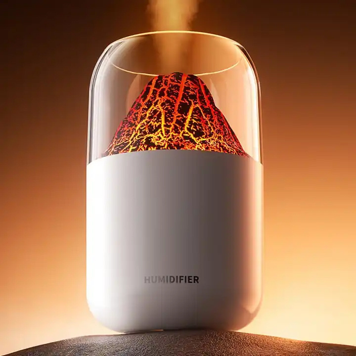 Volcano Night Atmosphere Light Simulation Flame Humidifier USB Home Humidifier Car Aromatherapy Machine