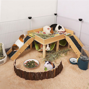 Guinea Pig Hammock Wooden guinea pig hideout with stairs and landing small pet bed hamster Rabbit hammock hamster nest