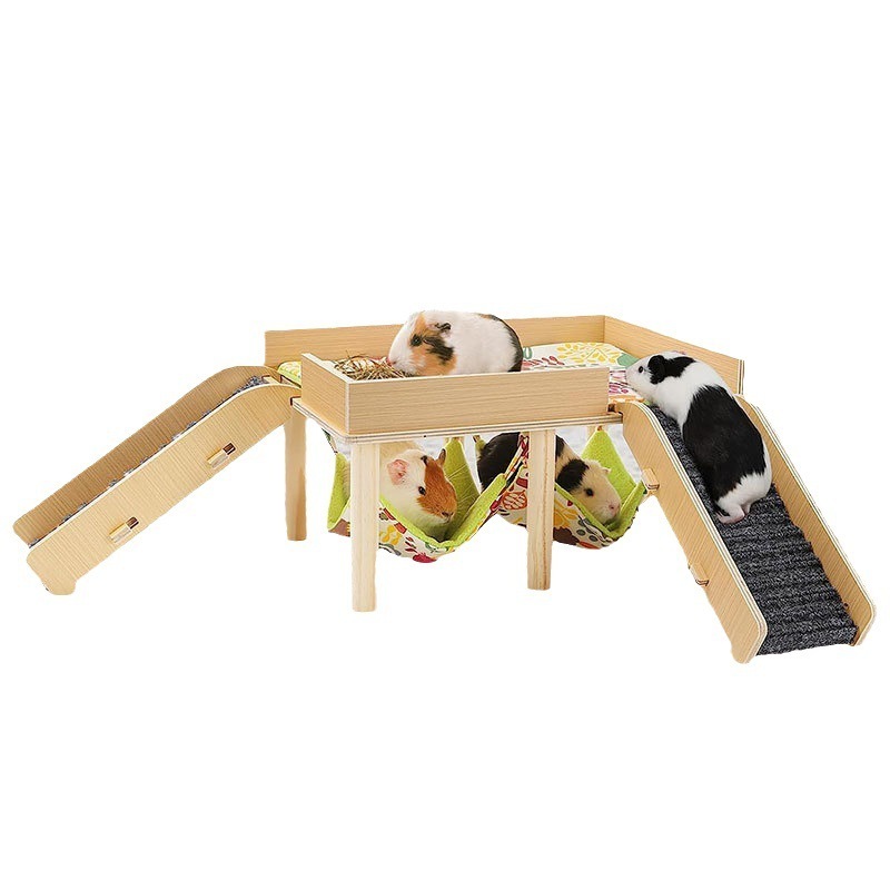 Guinea Pig Hammock Wooden guinea pig hideout with stairs and landing small pet bed hamster Rabbit hammock hamster nest