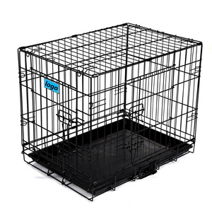 Factory  36 "Double Door Folding Metal Dog Crate With Tray