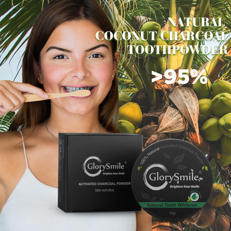 Glorysmile Natural Coconut Activated Charcoal Tooth Powder Teeth Whitening Powder 30g For Oral Cleaning