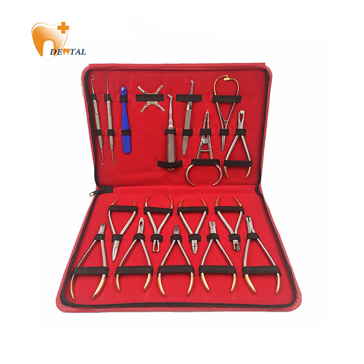 Dental oral materials Stainless steel appliance orthodontic 18-piece set Dental orthodontics kit Orthodontics in dental clinic