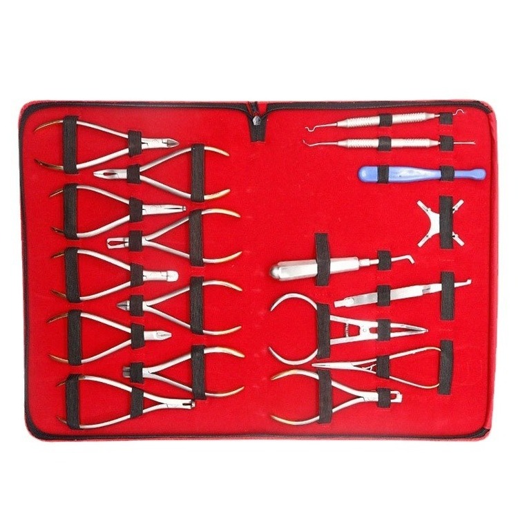 Dental oral materials Stainless steel appliance orthodontic 18-piece set Dental orthodontics kit Orthodontics in dental clinic