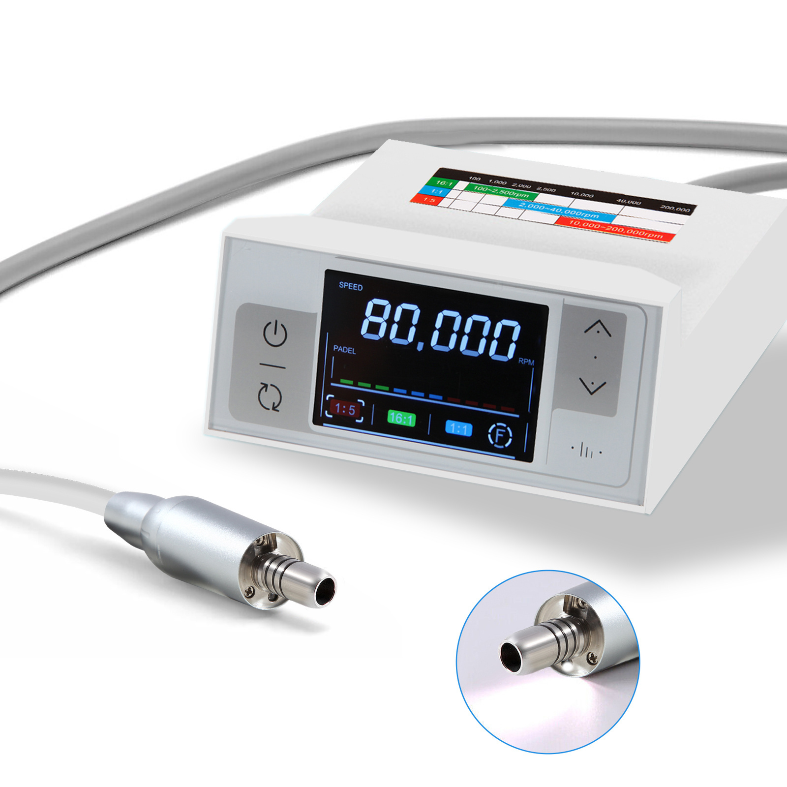 N-S-K Style Dental Brushless LED Electric Motor For 1:5 1:1 16:1 Handpiece Contra Angle Digital Touch Control colorful Screen