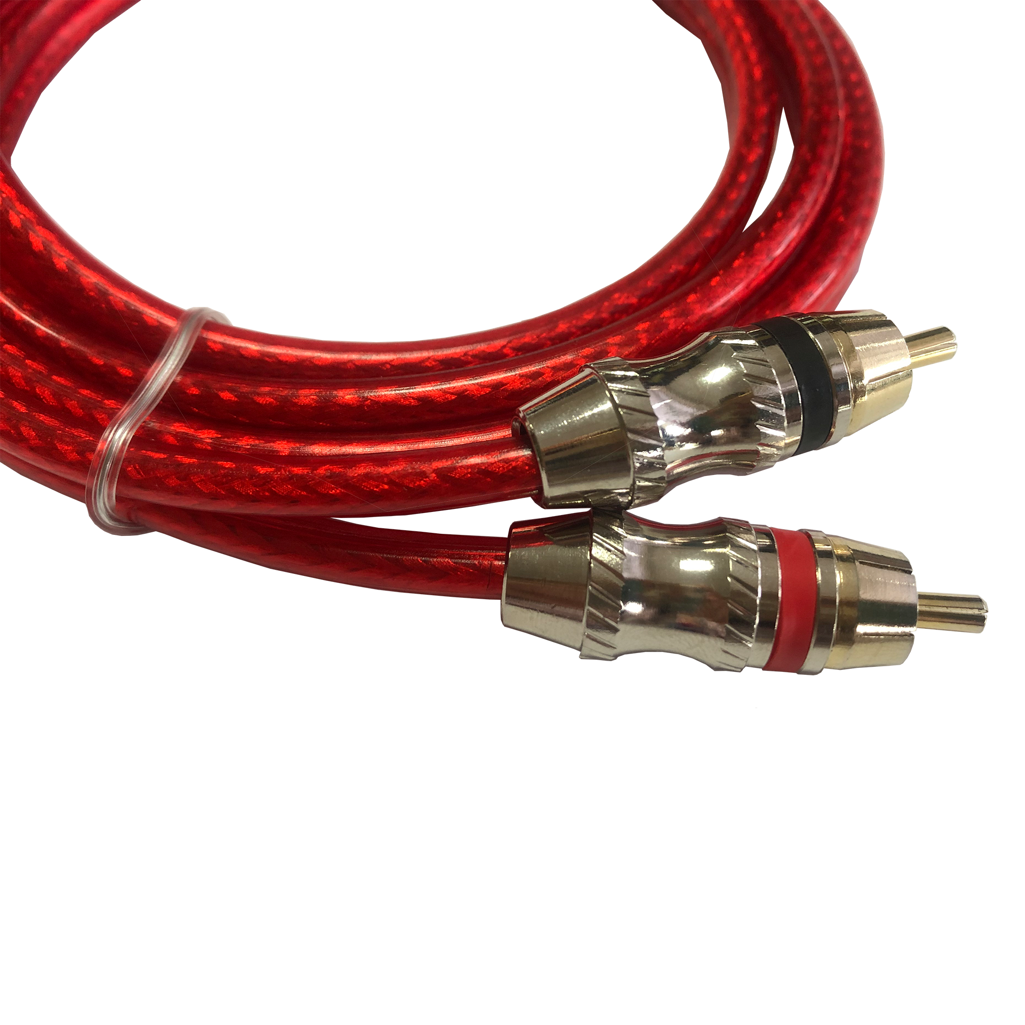 Car Audio Cable RCA 2 Male To 2 Male Metal Plug Car Audio RCA Splitter Adapter Cable Red Pvc Jacket Braid RCA Cable