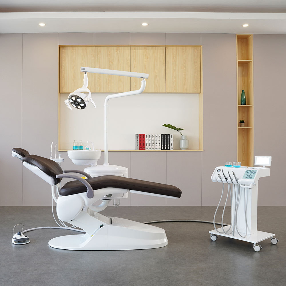 Italian design Safety fold-able dental chair with foot pedal implant chair spittoon