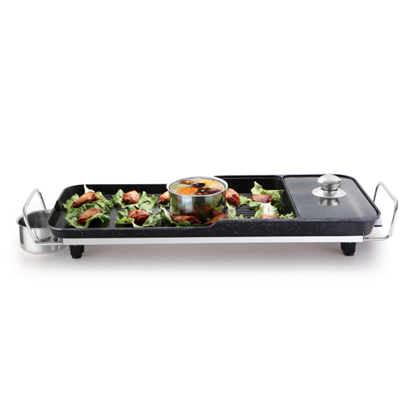 New Model Marble Coated Indoor Table Electric Bbq Grill With Hot Pot Die Casting Household Electric Cooking Pot