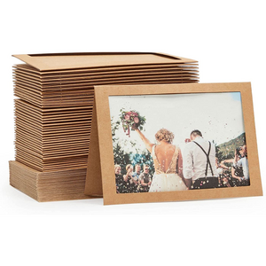 2022 Hot Sale Christmas Recycled Paper Folding Photo Frames DIY Brown Paper Photo Mats Photo Frame Picture Holder