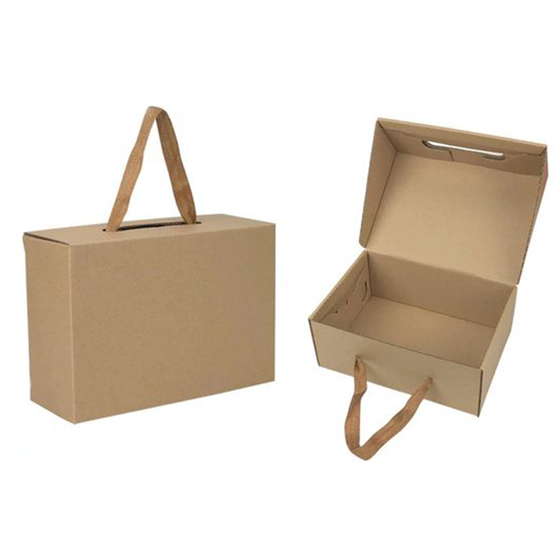 wholesale OEM Customized Own Logo Gift Mailer Shipping Box Foldable Brown Kraft Paper Shoe Boxes With Handle