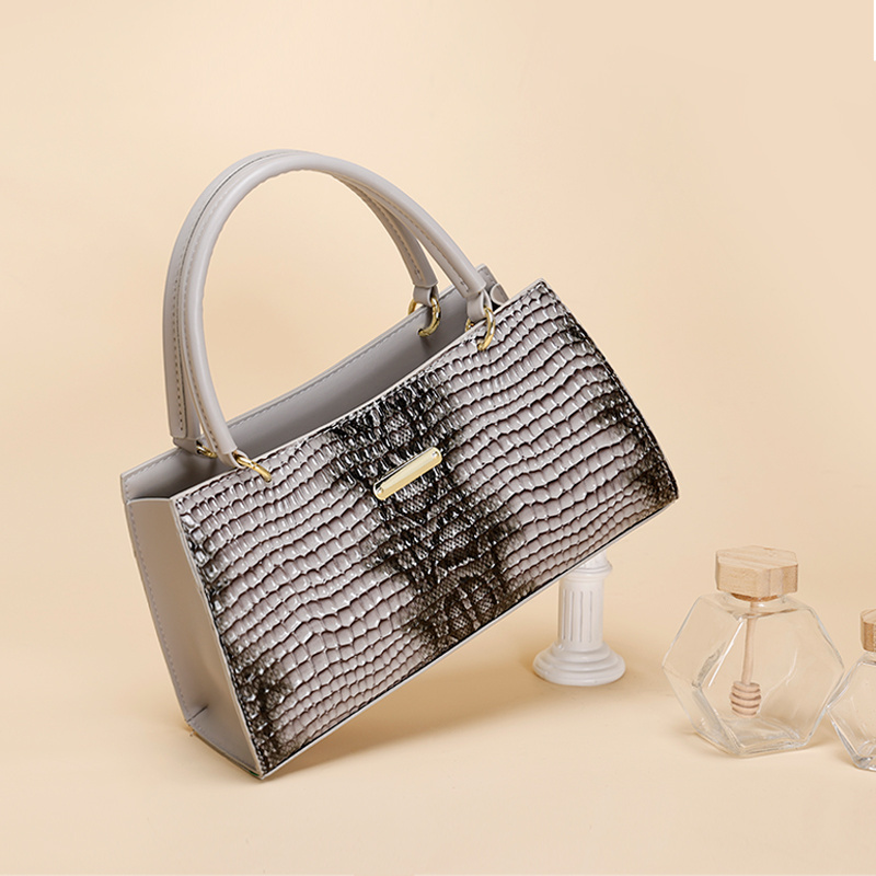 Fashion pu leather snake pattern handbag woman new design small tote bags women handbags ladies factory custom purse