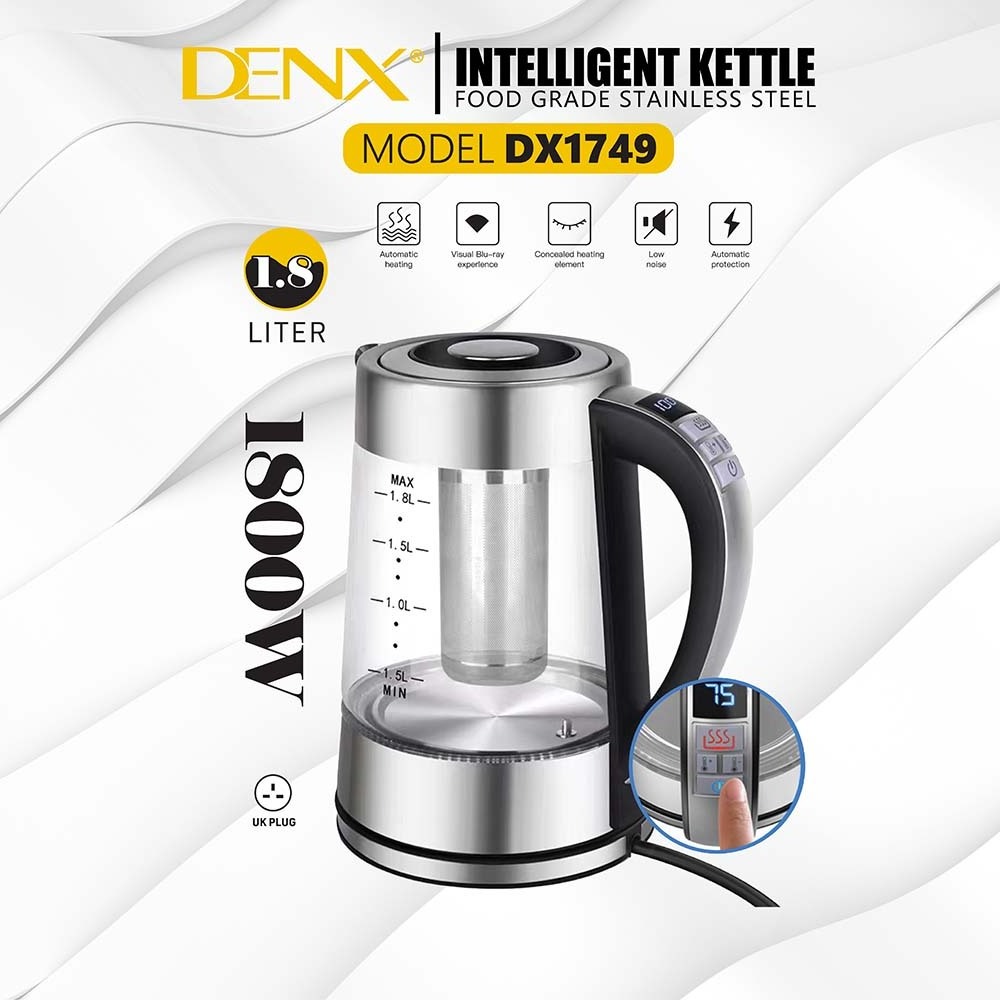 DENX DX1749 Household Fast Boiling Water Smart Electric Kettle Home Use 1800W 1.8L Food Grade Stainless Steel Intelligent Kettle