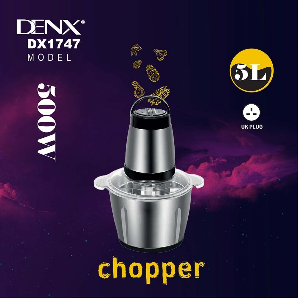 DENX DX1747 Household Home Kitchen Mini Stainless Steel Electric Chopper 5L 500W Multifunctional Meat Grinder