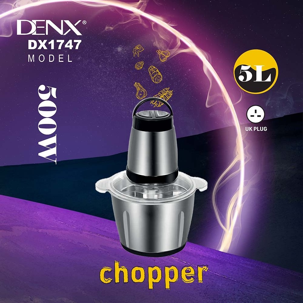 DENX DX1747 Household Home Kitchen Mini Stainless Steel Electric Chopper 5L 500W Multifunctional Meat Grinder