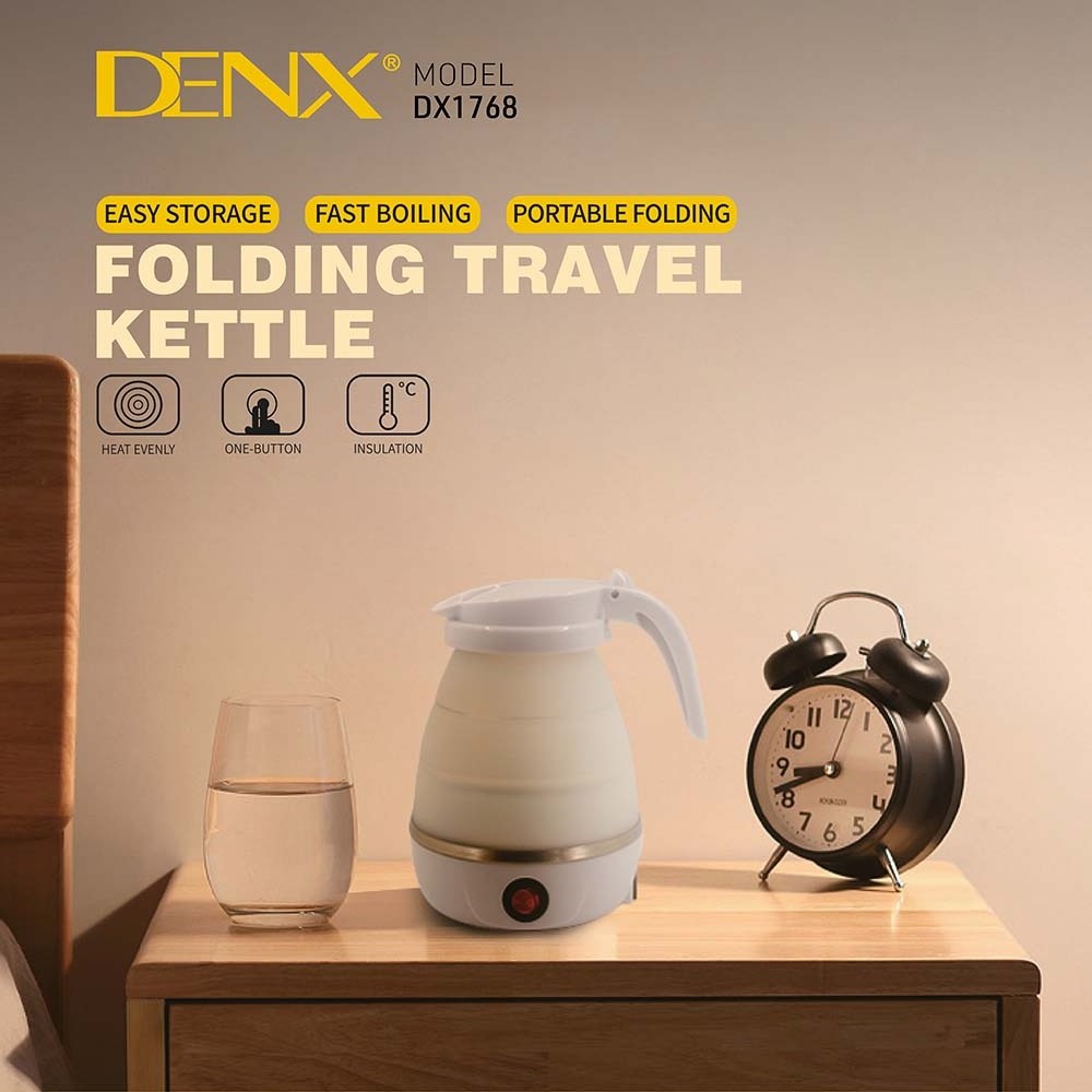 DENX DX1768 Household Retractable Food Grade Silicone Foldable Kettle 600W Electric Boiling Water Portable Folding Travel Kettle