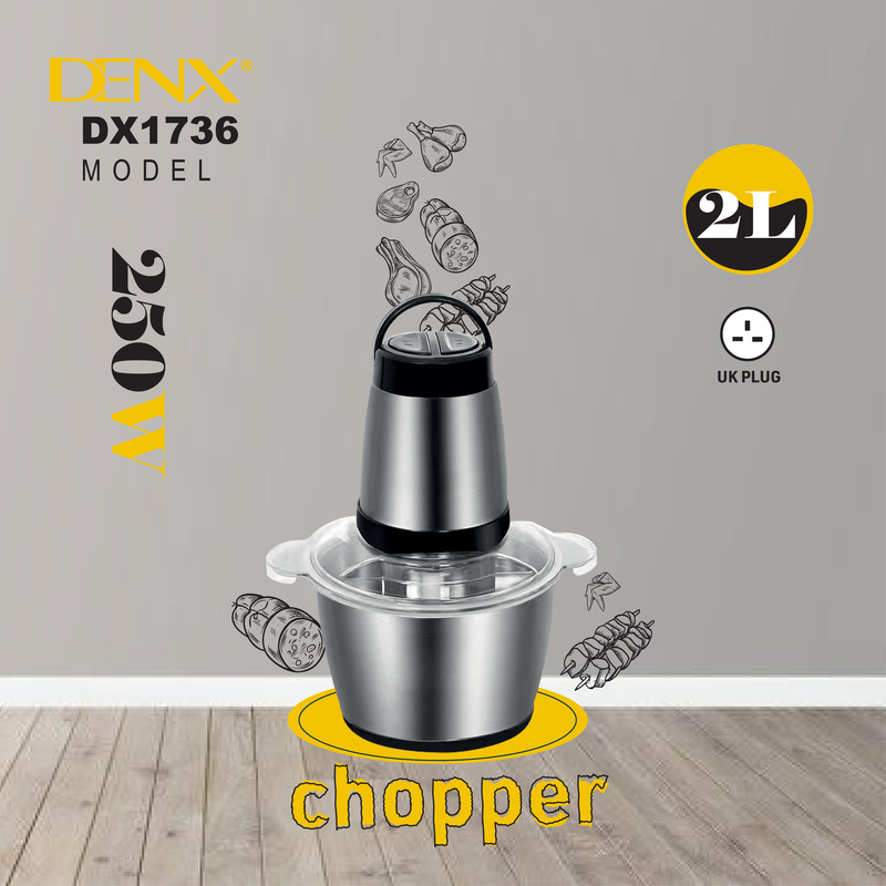 DENX DX1736 Household Home Kitchen Mini Stainless Steel Electric Chopper 2L 300W Multifunctional Meat Grinder