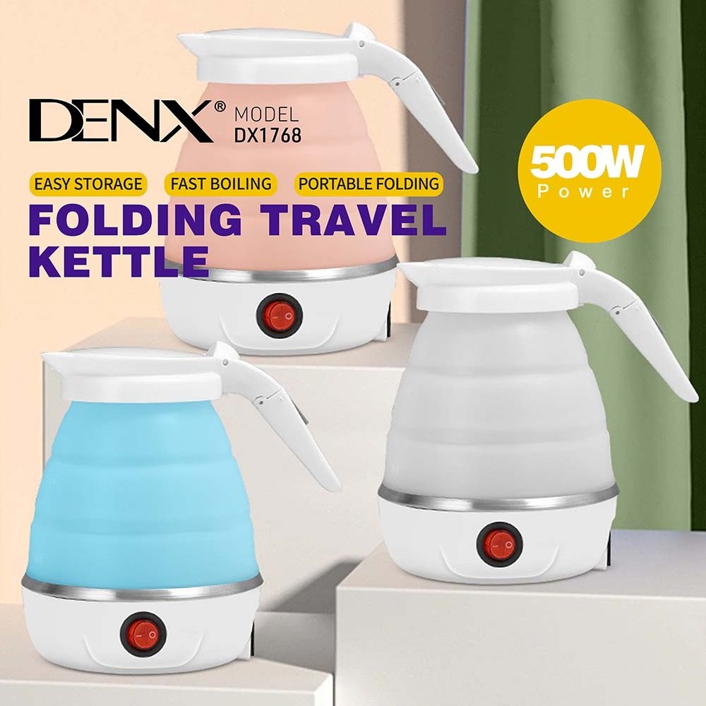 DENX DX1768 Household Retractable Food Grade Silicone Foldable Kettle 600W Electric Boiling Water Portable Folding Travel Kettle