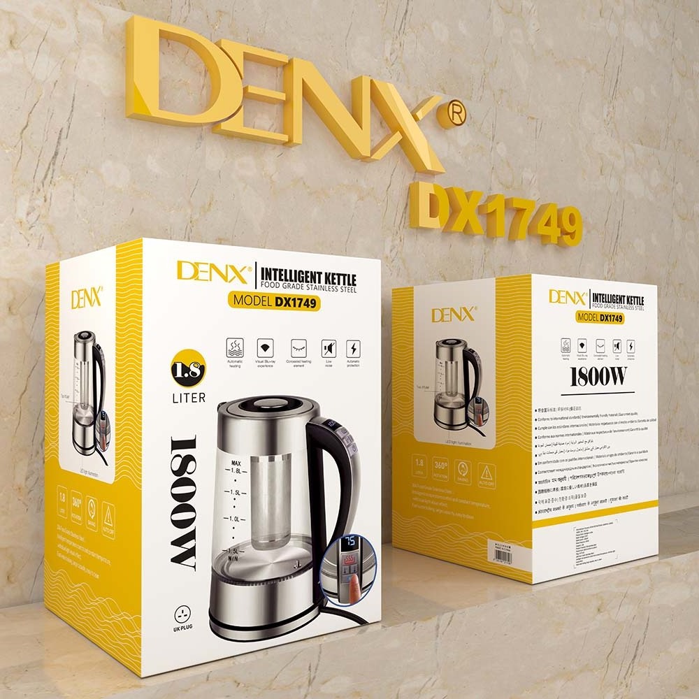 DENX DX1749 Household Fast Boiling Water Smart Electric Kettle Home Use 1800W 1.8L Food Grade Stainless Steel Intelligent Kettle