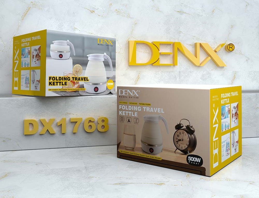 DENX DX1768 Household Retractable Food Grade Silicone Foldable Kettle 600W Electric Boiling Water Portable Folding Travel Kettle