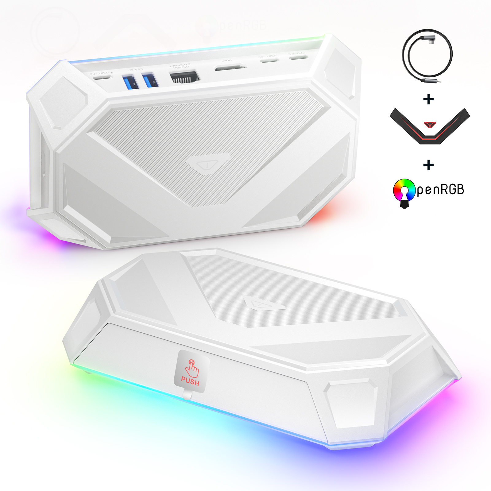 JSAUX White 8 in 1 RGB Steam Deck Dock Accessories for Steam Deck Gaming Console