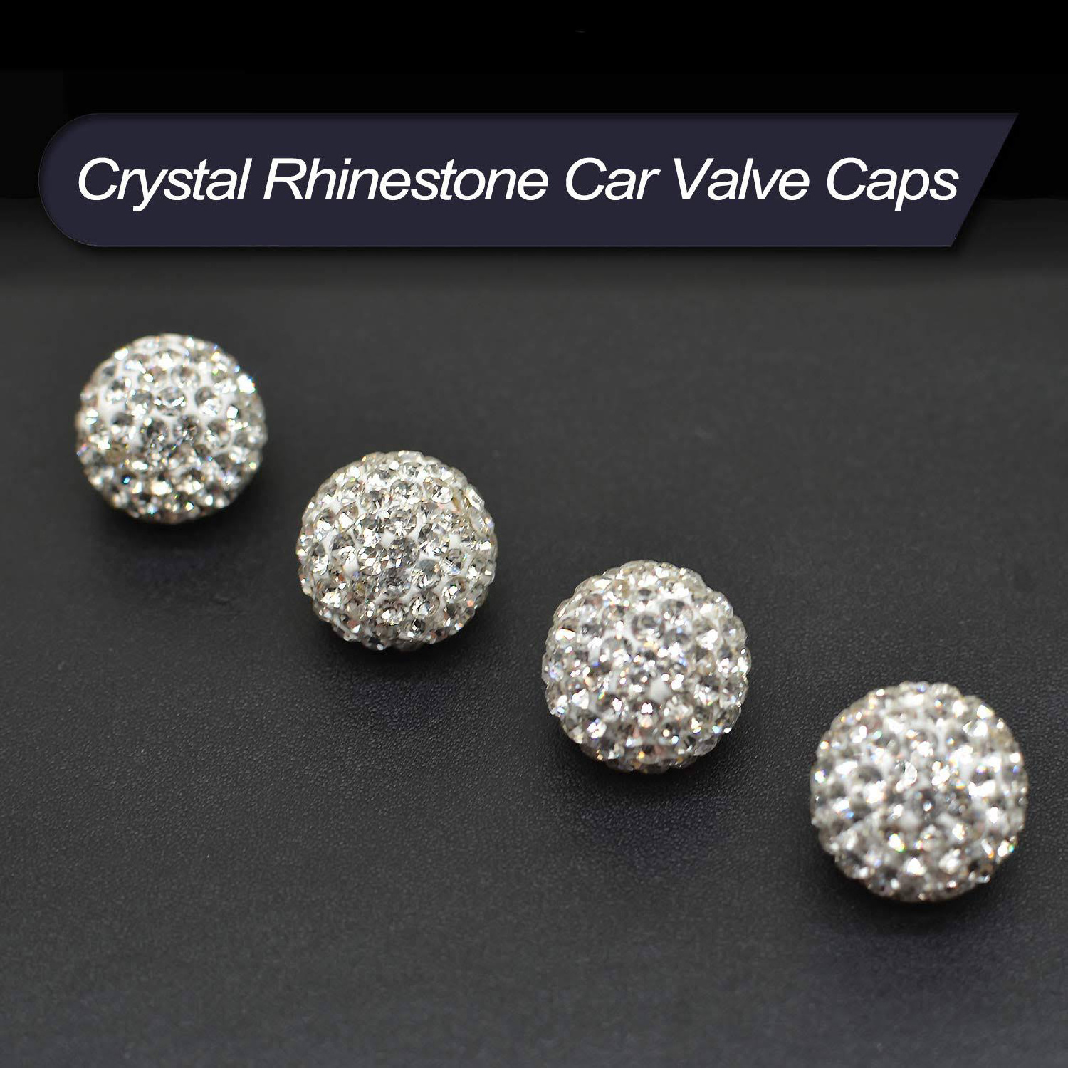 Car Wheel Tire Valve Caps 4 Pack Crystal Rhinestone Car Tire Wheel Valve Stem Air Caps for Car Tire Accessories