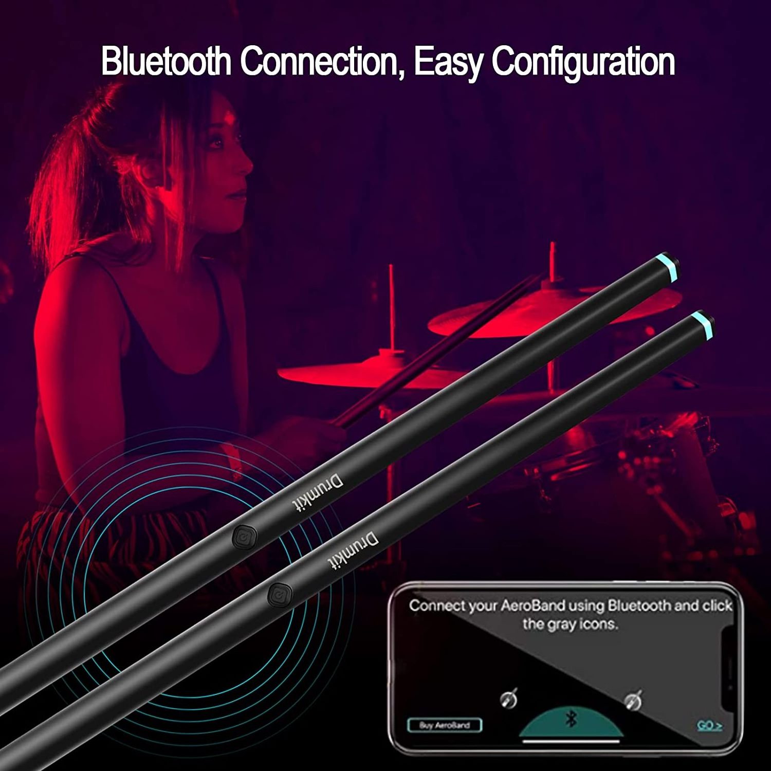 Practice Drum Set Air Electric Drumsticks W Foot Sensor Portable Virtua Air Drum Stick For Beginner