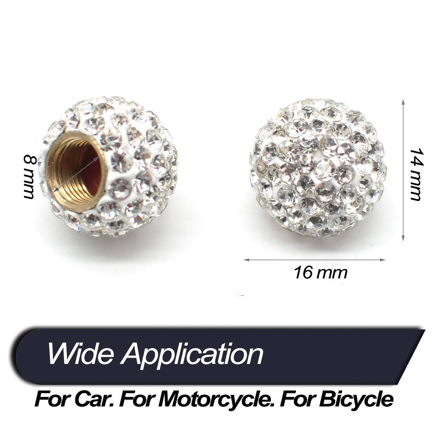 Car Wheel Tire Valve Caps 4 Pack Crystal Rhinestone Car Tire Wheel Valve Stem Air Caps for Car Tire Accessories