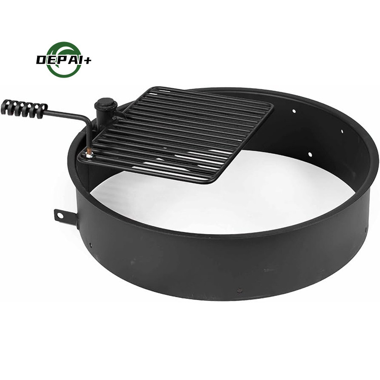 Best Popular Outdoor Camping Round Steel Fire Rings with Flip Up Cooking Grate