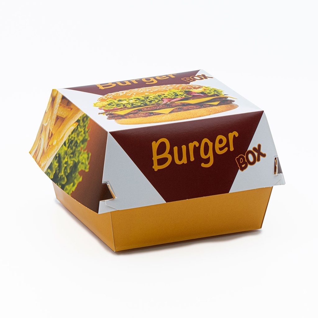 Burger Boxes Wholesale Custom Printed Recyclable Disposable Fast Food Packaging Burger Box