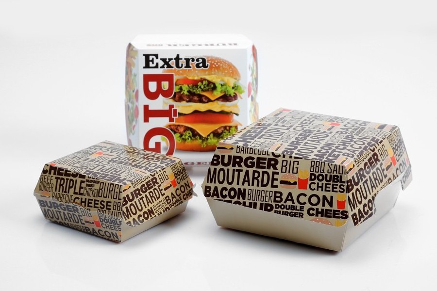 Burger Boxes Wholesale Custom Printed Recyclable Disposable Fast Food Packaging Burger Box