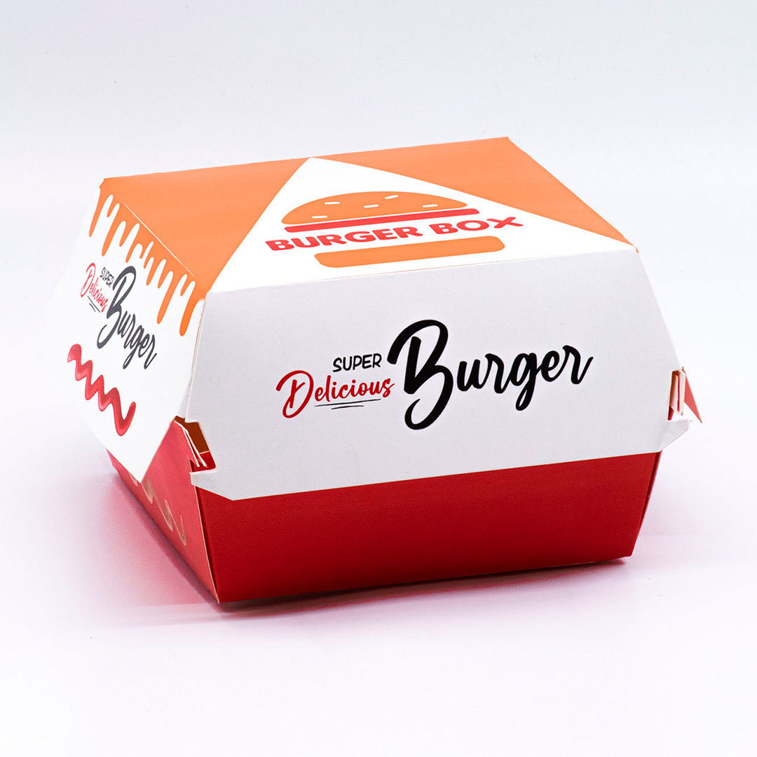 Burger Boxes Wholesale Custom Printed Recyclable Disposable Fast Food Packaging Burger Box