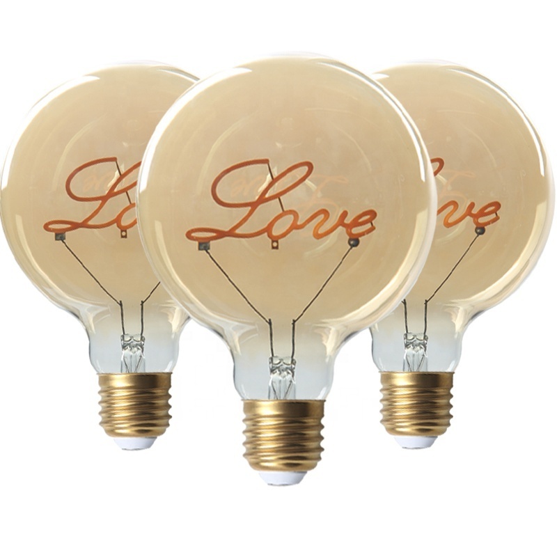 New product G125 E27 4w Led filament lamp led edison custom G125 LOVE led filament bulb